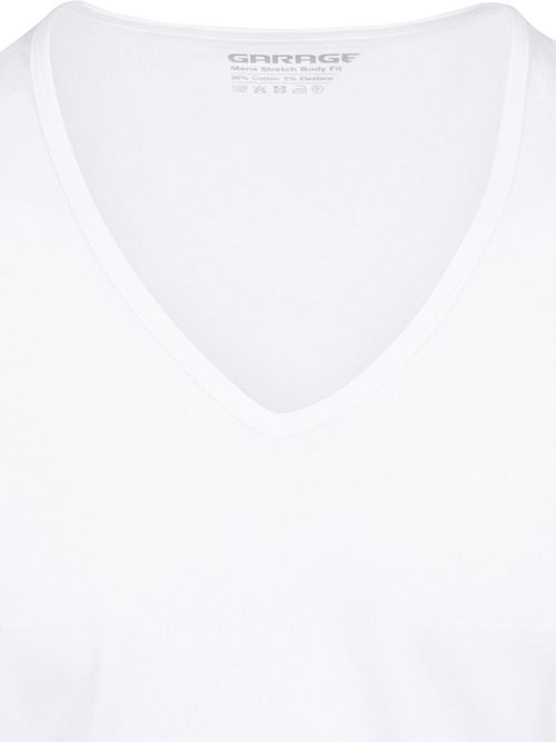 Garage camiseta básica elástica blanca con cuello pico profundo Product / Detail