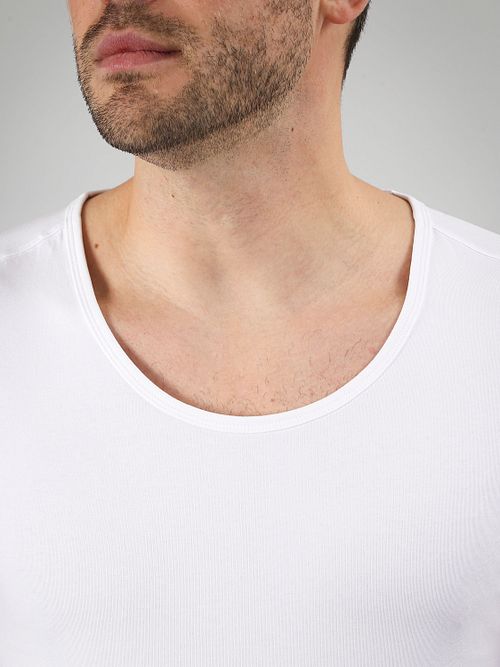 Suitable Otaru T-Shirt de cuello redondo ancho blanca 2-pack Model / Detail
