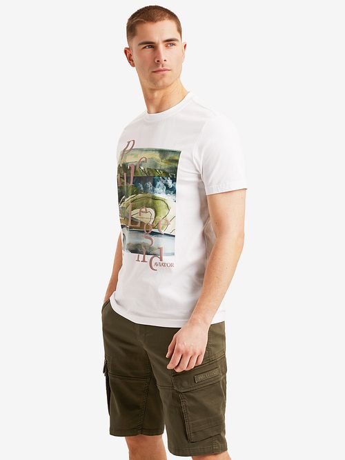 PME Legend T-Shirt con estampado blanco Model / Zijkant
