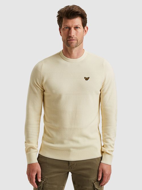 PME Legend Structure Jersey Melange Ecru Model / Voorkant