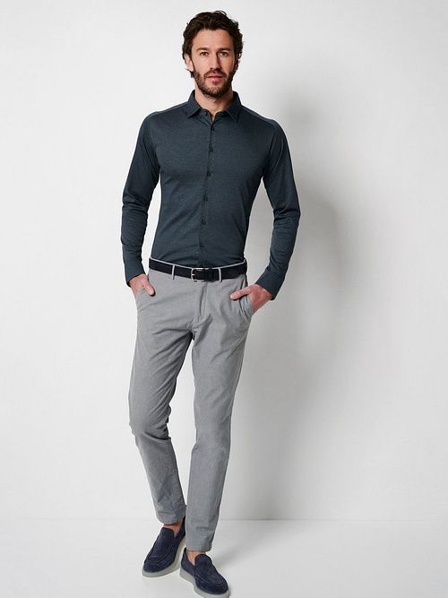 Desoto Hemd Bügelfrei Kent Melange Norfolk Blau Model / Voorkant