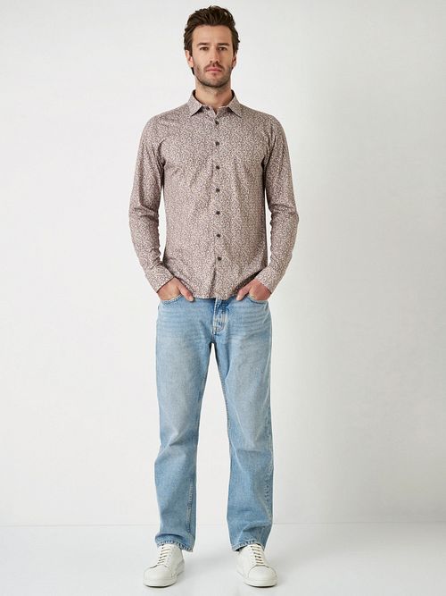DESOTO Hemd Timeless Elegance Druck Paisley Beige Model / Voorkant