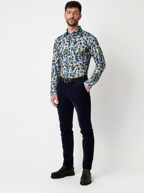 DESOTO Hemd Druck Blumen Blau Model / Voorkant