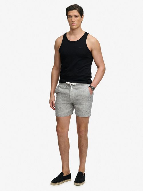 Superdry Short Linen Merchant Blue Stripes Model / Voorkant