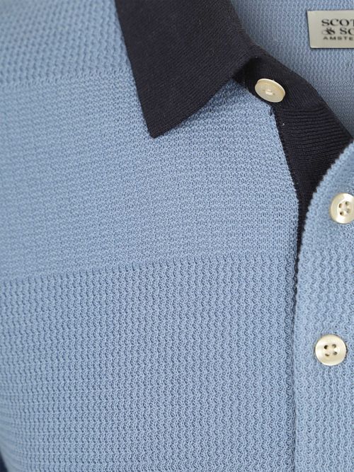Scotch And Soda Knitted Polo Structure Blau Product / Detail