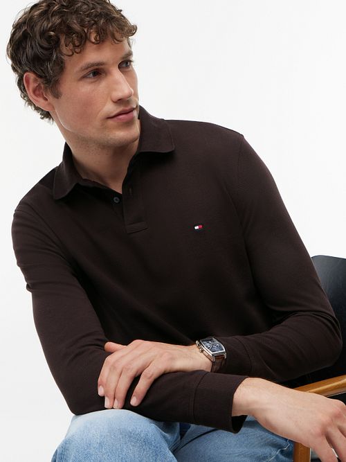 Tommy Hilfiger Longsleeve Polo Braun Model / Voorkant