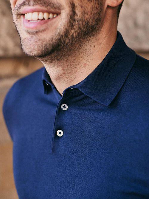 Suitable Compact Cotton Poloshirt Navy Model / Sfeerbeeld