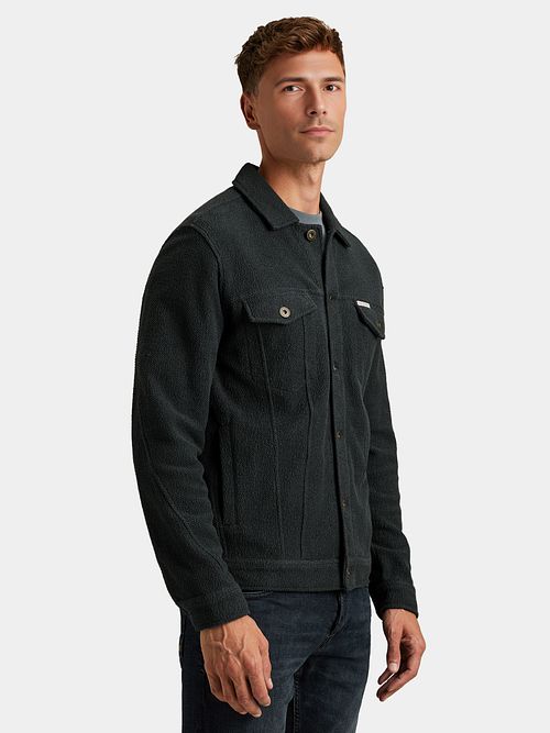 Cast Iron Overshirt Terry Navy Model / Zijkant
