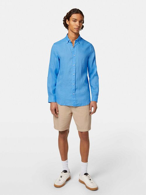 Scotch and Soda Linnen Hemd Blauw Model / Voorkant