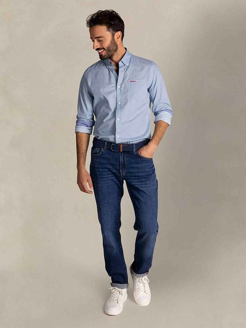 NZA Shirt Adriel Poplin Blauw Model / Voorkant