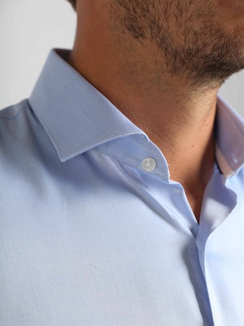 Suitable Hemd Knitted Piqué Lichtblauw Model / Detail