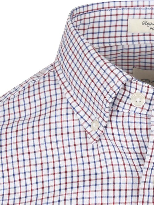 Gant Casual Overhemd Poplin Ruit Blauw Rood Product / Detail