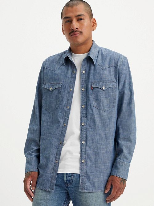 Levi's Barstow Western Overhemd Mid Blauw Model / Voorkant