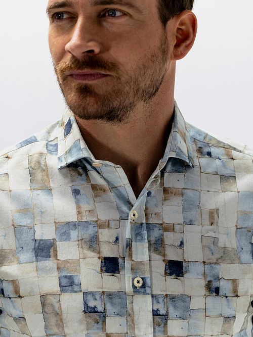 State Of Art Overhemd Print Blauw Model / Detail