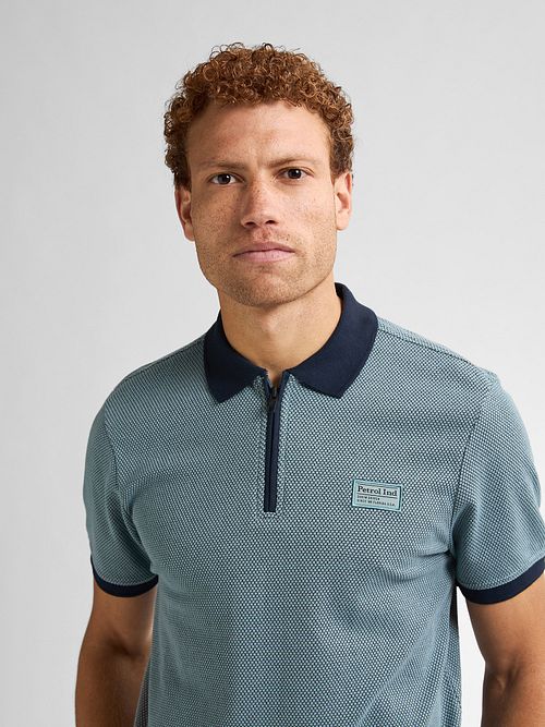 Petrol Half Zip Polo Keyline Ocean Blauw Model / Voorkant