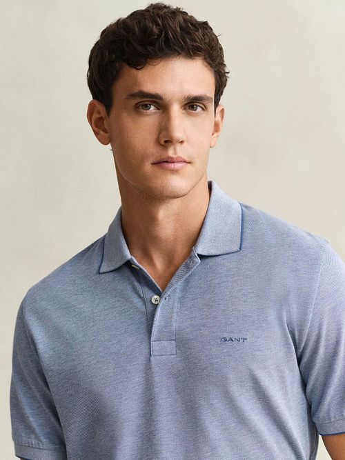 Gant 2Tone Piqué Poloshirt Blauw Model / Detail