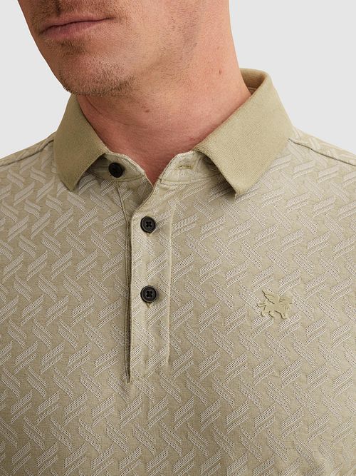 Vanguard Knitted Poloshirt Jacquard Print Groen Model / Detail