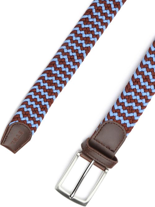 Suitable Geweven Riem Bruin Blauw Product