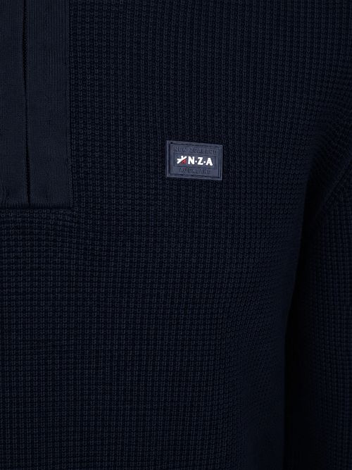 NZA Half Zip Slub Knit Melange Navy