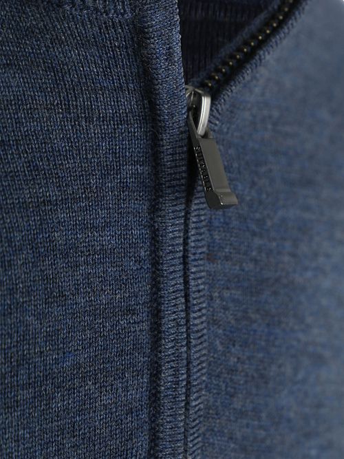 Suitable Merino Half Zip Trui Denim Blauw Product / Detail