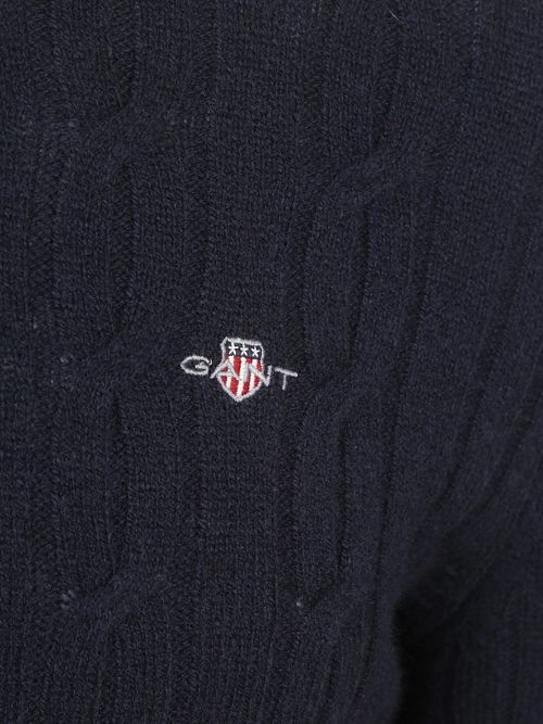 Gant Halfzip Lamswol Trui Cable Navy Product / Detail