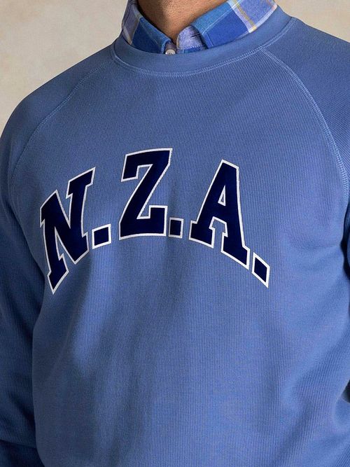 NZA Sweater French Rib Logo Blauw Product / Detail