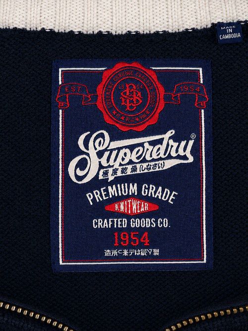 Superdry Knit Half Zip Cotton Jumper Navy Product / Detail