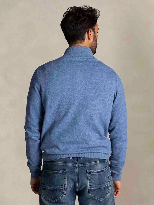 NZA Half Zip Trui Christopher Melange Soft Blue Model / Achterkant
