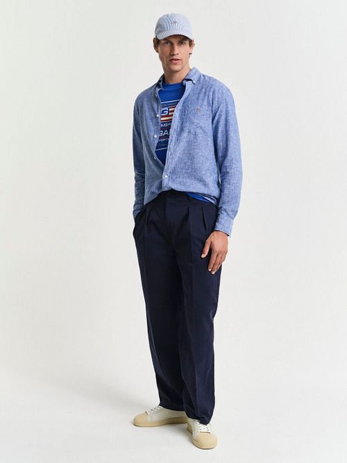 Gant Chemise Lin Bleu Model / Voorkant