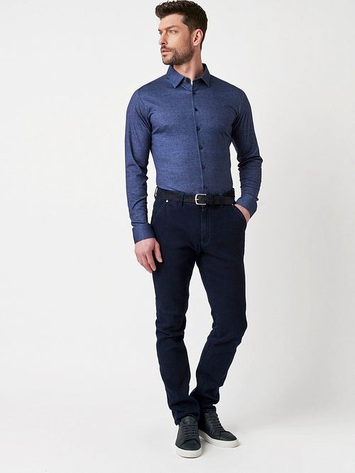 Desoto Chemise Twill Optics Indigo Model / Zijkant
