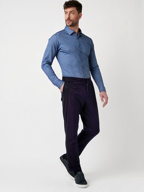 Desoto Chemise Twill Optics Bleu Model / Zijkant