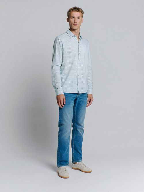 No Excess Chemise Impression Bleu Clair Model / Voorkant