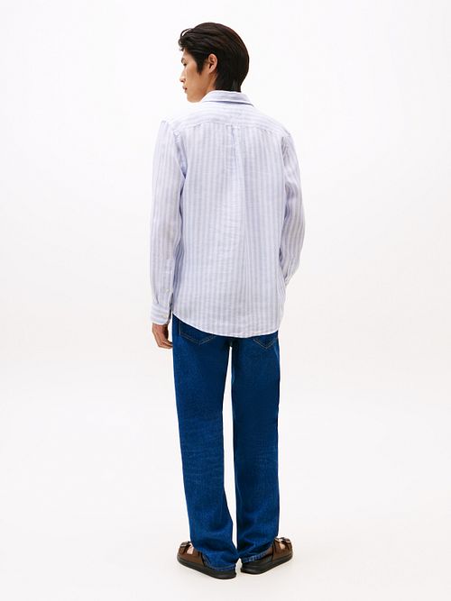 Tommy Hilfiger Chemise De Lin bleu clair Model / Achterkant