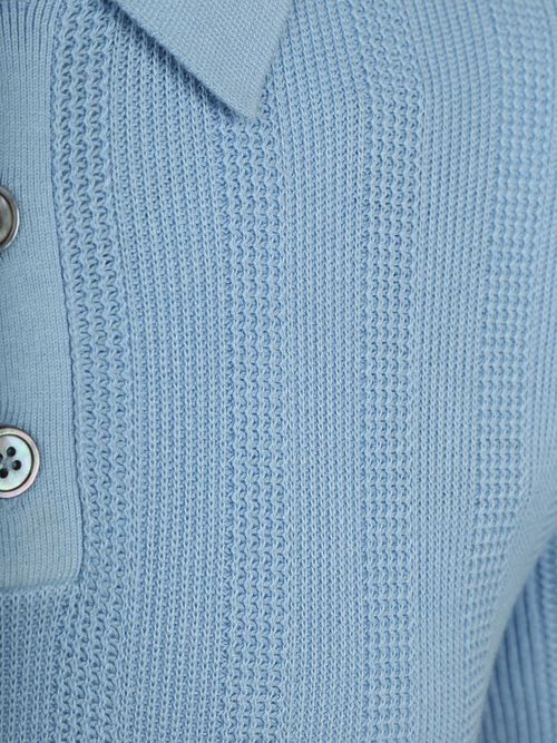 Suitable Knitted Polo Jacquard Bleu Clair Product / Detail