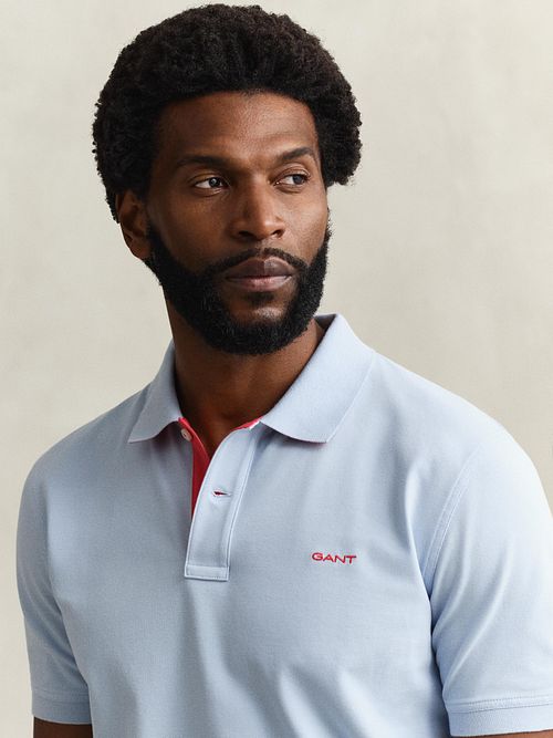 Gant Contrast Piqué Polo Bleu Fresh Model / Detail