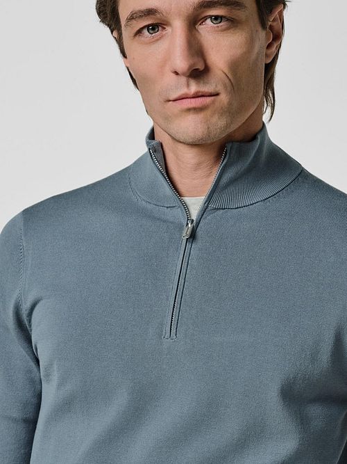 Profuomo Pullover Half Zip Luxury Basic Bleu Model / Detail