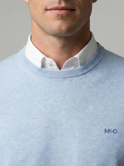 McGregor Pull Cotton Cashmere Bleu Powder Model / Detail