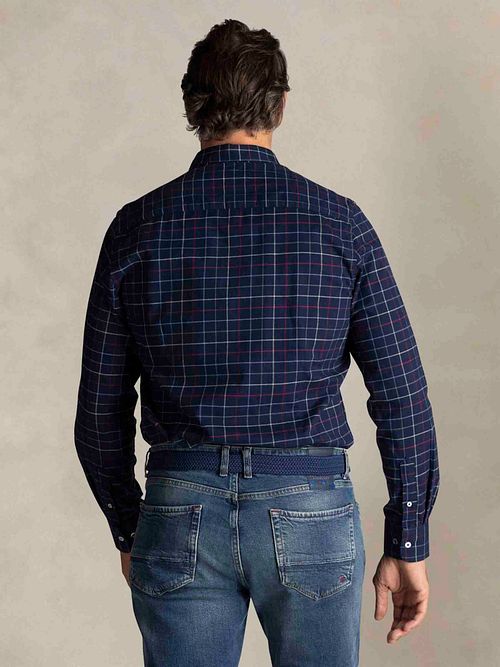 NZA Shirt Bruce Waihi Light Flannel Check Icon Navy Model / Achterkant