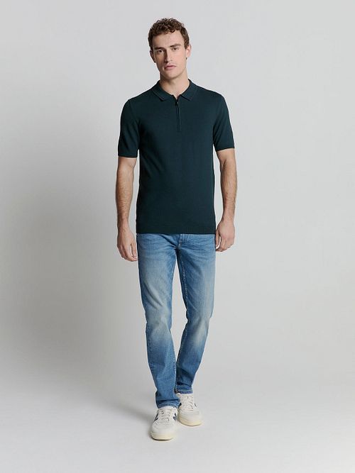 No Excess Half Zip Poloshirt Marine Model / Voorkant