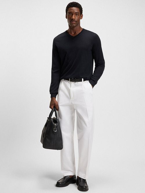 BOSS Pull-over Laine Melba Bleu Foncé Model / Voorkant