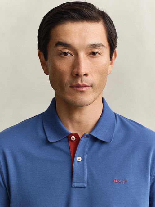 Gant Contrast Piqué Polo Bleu Vintage Model / Detail