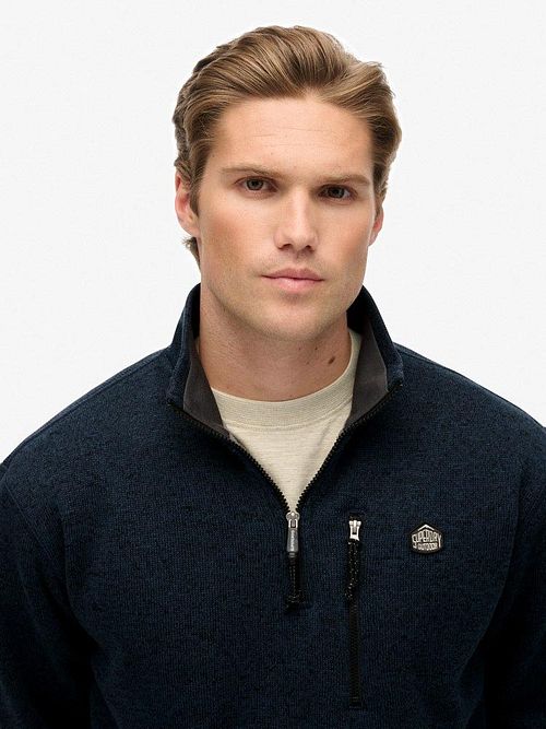 Superdry Half Zip Pullover Fleece Marineblå Model / Voorkant