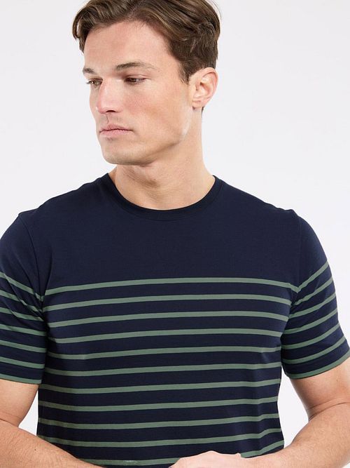 Armor-Lux T-Shirt Etel Rayures Marine Vert Model / Detail