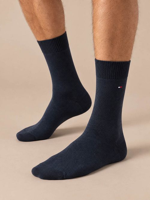 Tommy Hilfiger Birdseye Calze Blu confezione da 2 paia Model / Voorkant