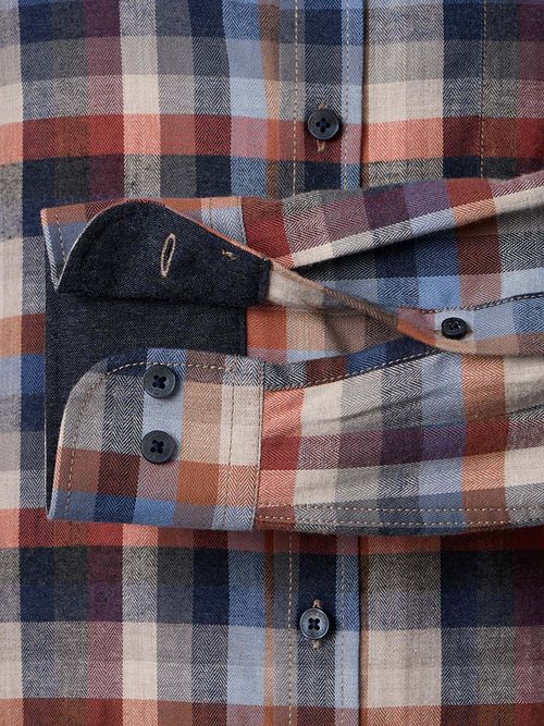 Camicia CASAMODA a quadri herringbone multicolore Product / Detail