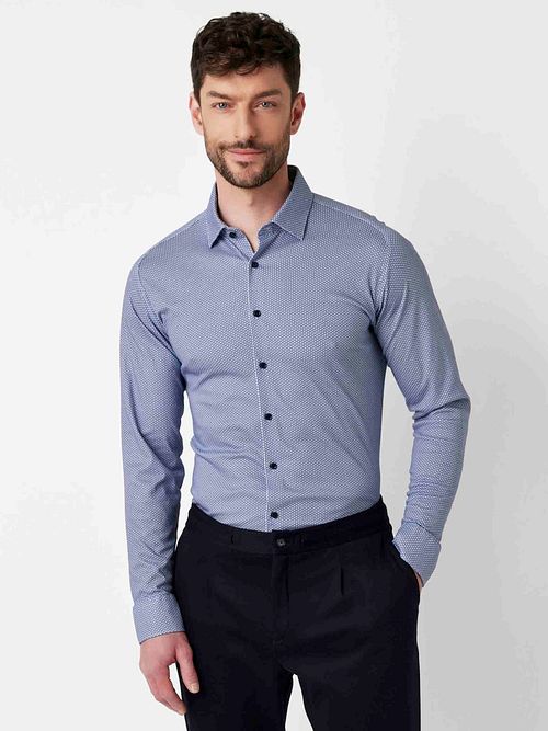 Camicia Desoto con stampa blu Model / Voorkant
