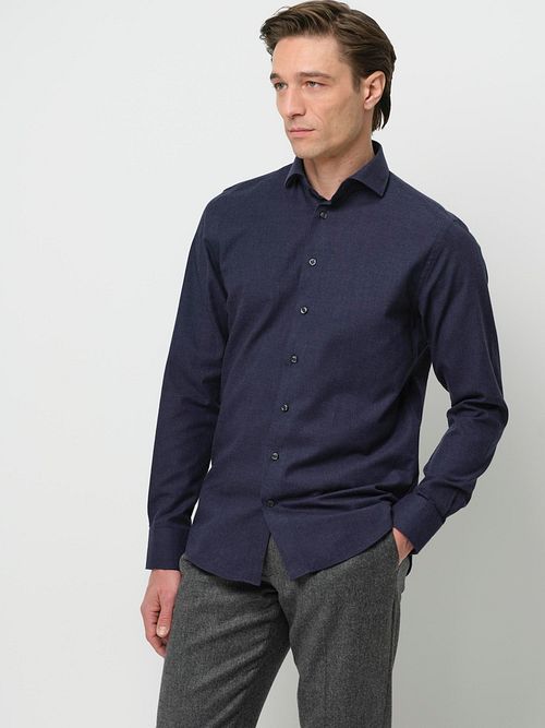 Camicia Profuomo in flanella peached twill navy Model / Voorkant