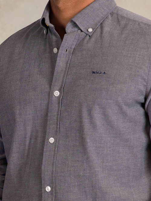 NZA camicia button-down Barn Twill blu navy Model / Detail