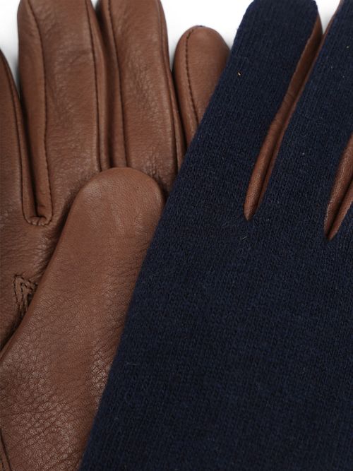 Guanto Hestra Wool Tricot Pelle Navy Chocolate Product / Detail