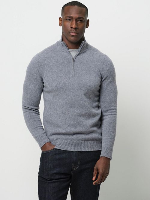 Pullover half-zip Profuomo in misto lana blu Model / Voorkant